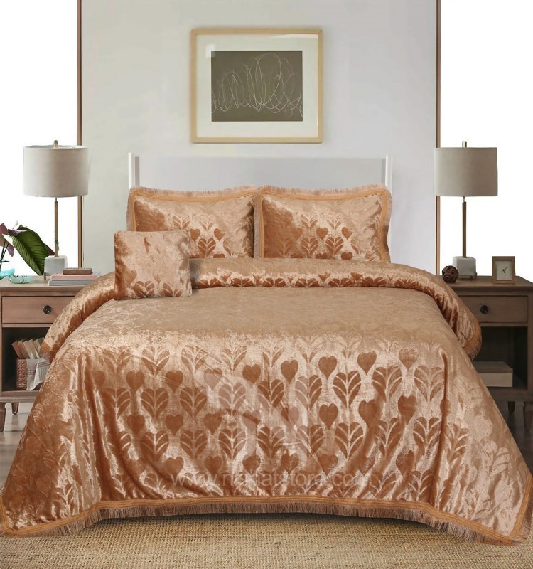 Heavy Palachi & Leather Bed Sheet Set – 4 Pcs Design Code 552 - Nishat Creative Store