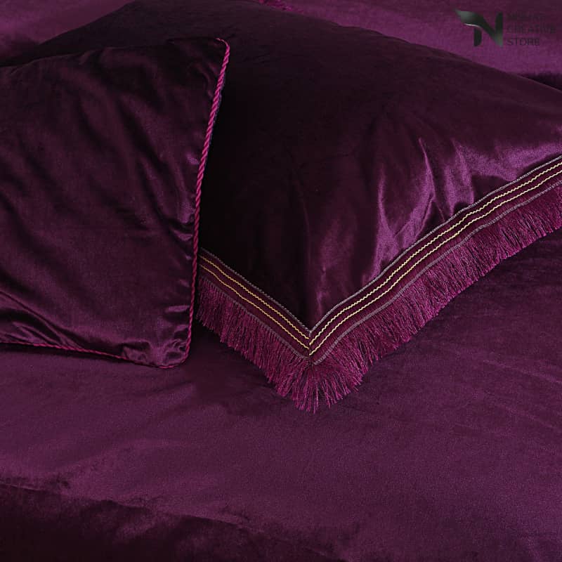 Heavy Velvet & Leather Bed Sheet Set 4 Pcs Design Code 550 Fancy