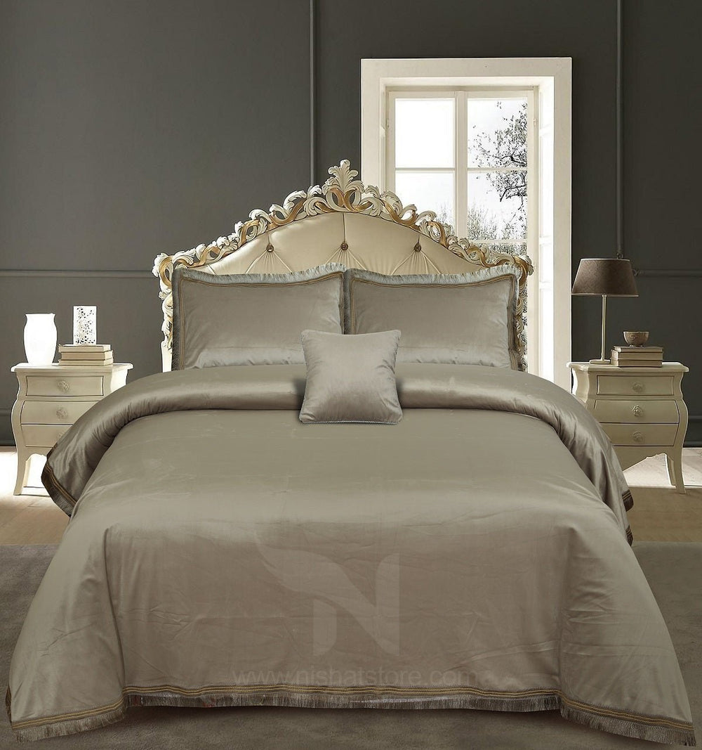 Heavy Velvet & Leather Bed Sheet Set – 4 Pcs Design Code 563 - Nishat Creative Store