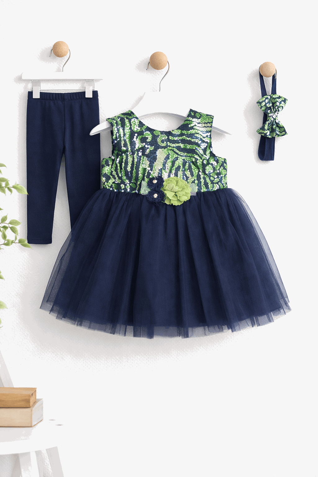 Infant Girls Net Fancy Frock 3 Pcs