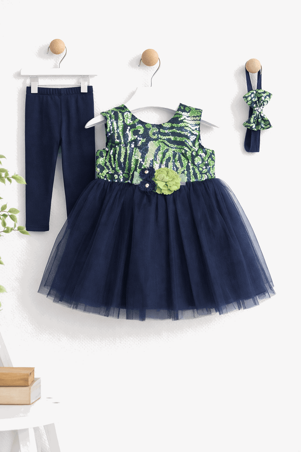 Infant Girls Net Fancy Frock 3 Pcs
