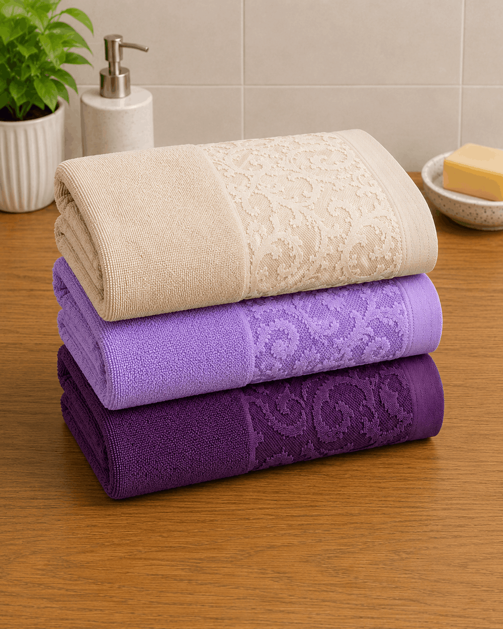 Jauqard Dyed Cotton Hand Towel (Pack of 2) - Nishat Creative Store