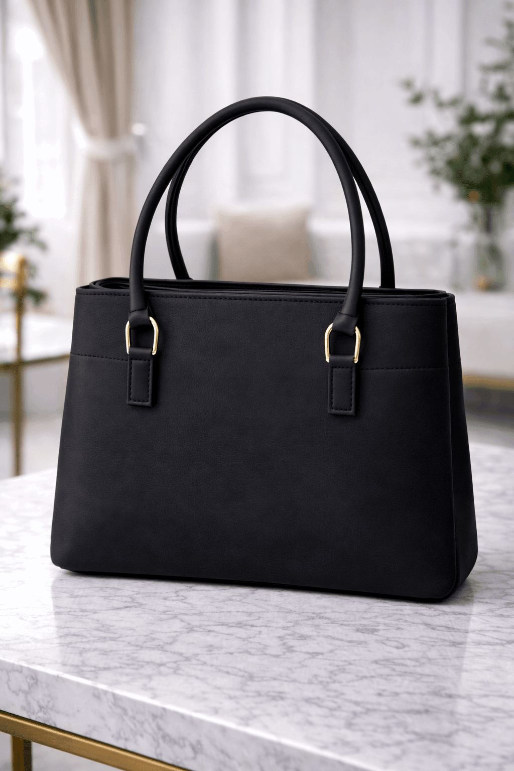 Jimmy Choo Pleated Leather Handbag with Gold-Tone Accents Black - Nishat Creative Store