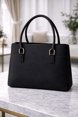 Jimmy Choo Pleated Leather Handbag with Gold-Tone Accents Black - Nishat Creative Store