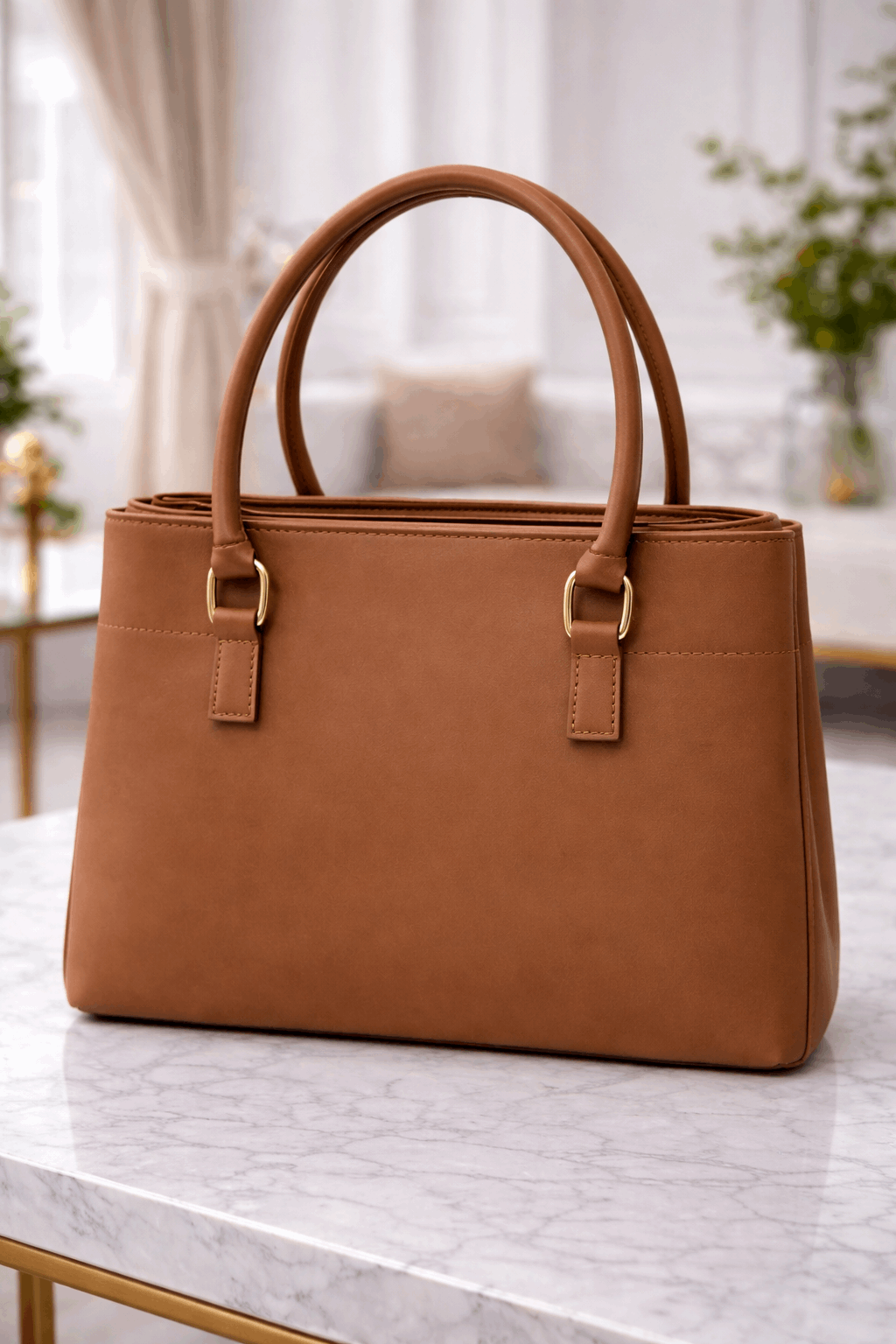 Jimmy Choo Pleated Leather Handbag with Gold-Tone Accents Light Brown - Nishat Creative Store