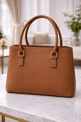 Jimmy Choo Pleated Leather Handbag with Gold-Tone Accents Light Brown - Nishat Creative Store