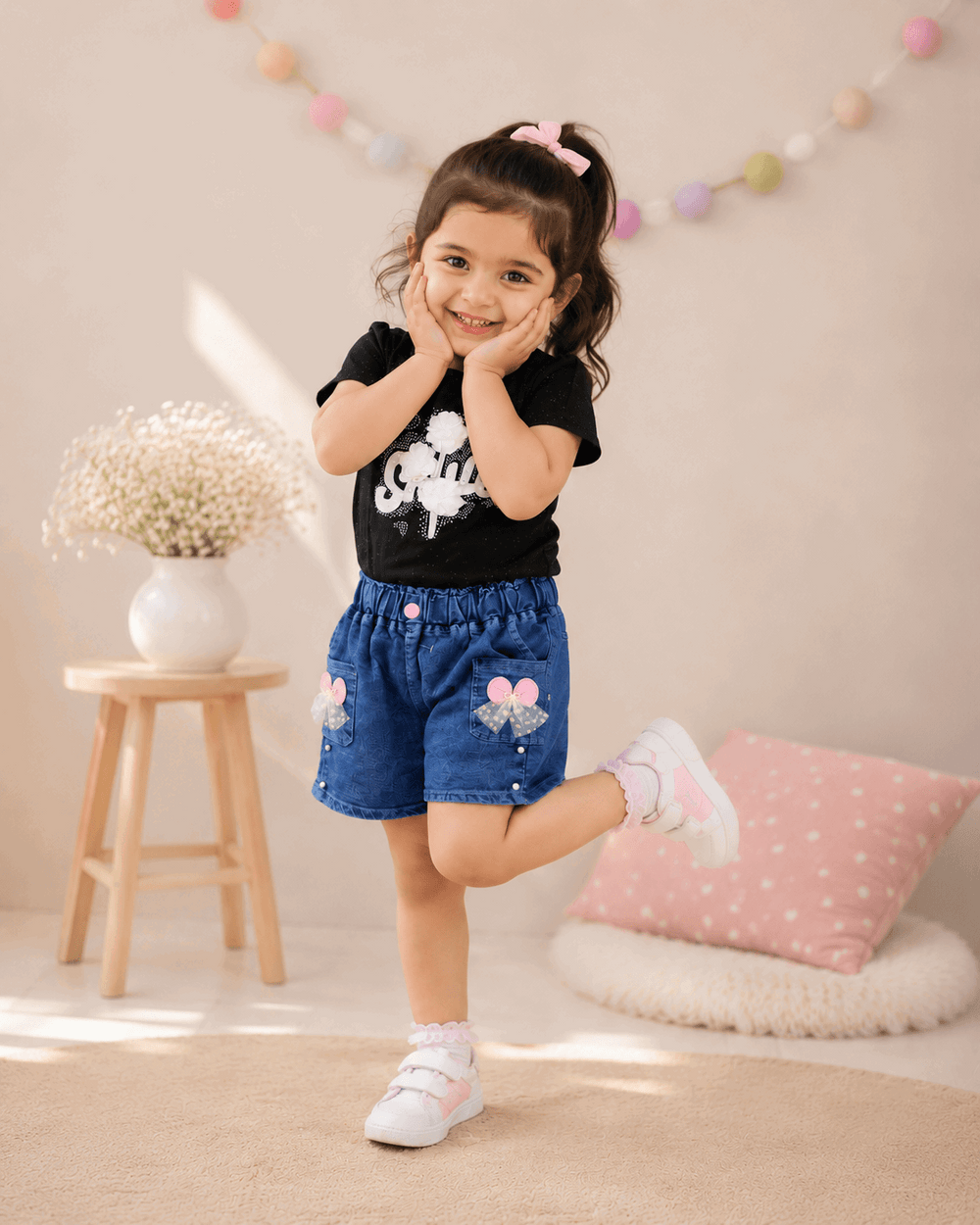 Kiddiesco Happy Bloom Black Outfit