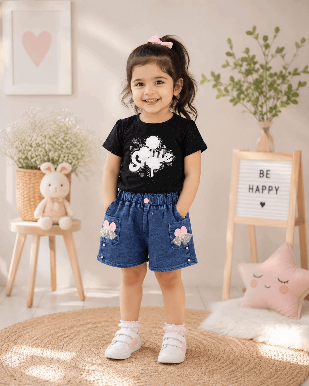 Kiddiesco Happy Bloom Black Outfit