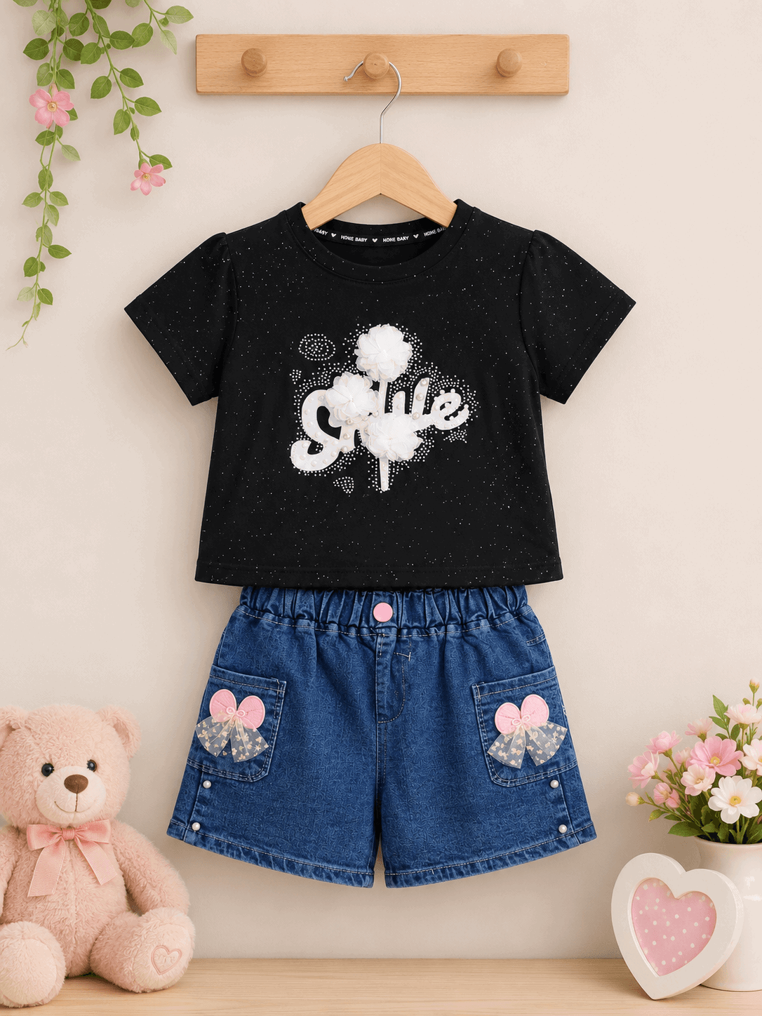 Kiddiesco Happy Bloom Black Outfit