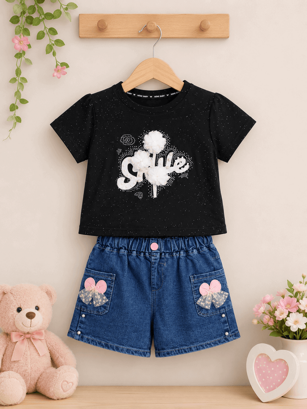 Kiddiesco Happy Bloom Black Outfit