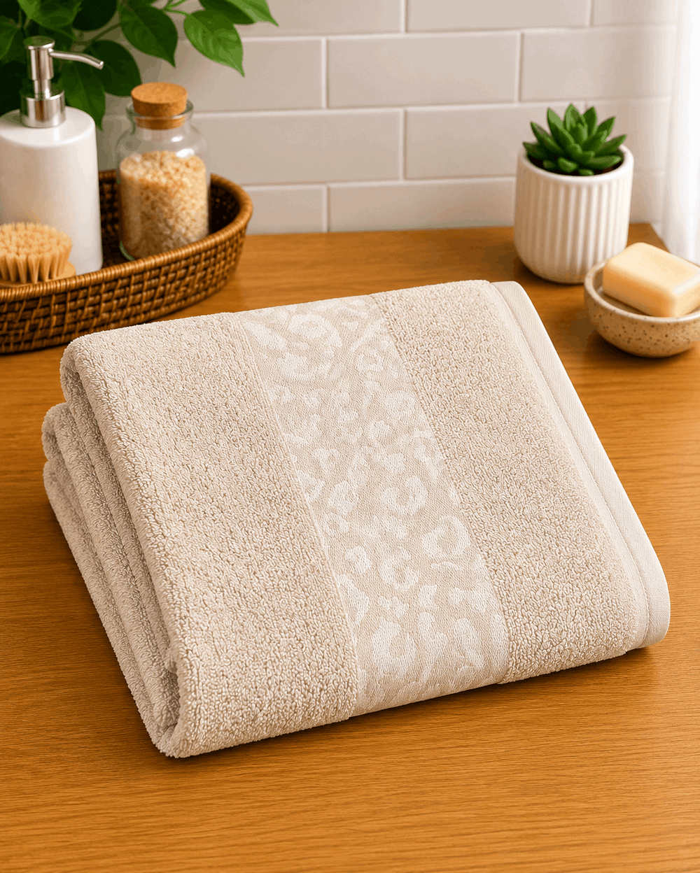 Leopard Border Cotton Hand Towel (Pack of 2)