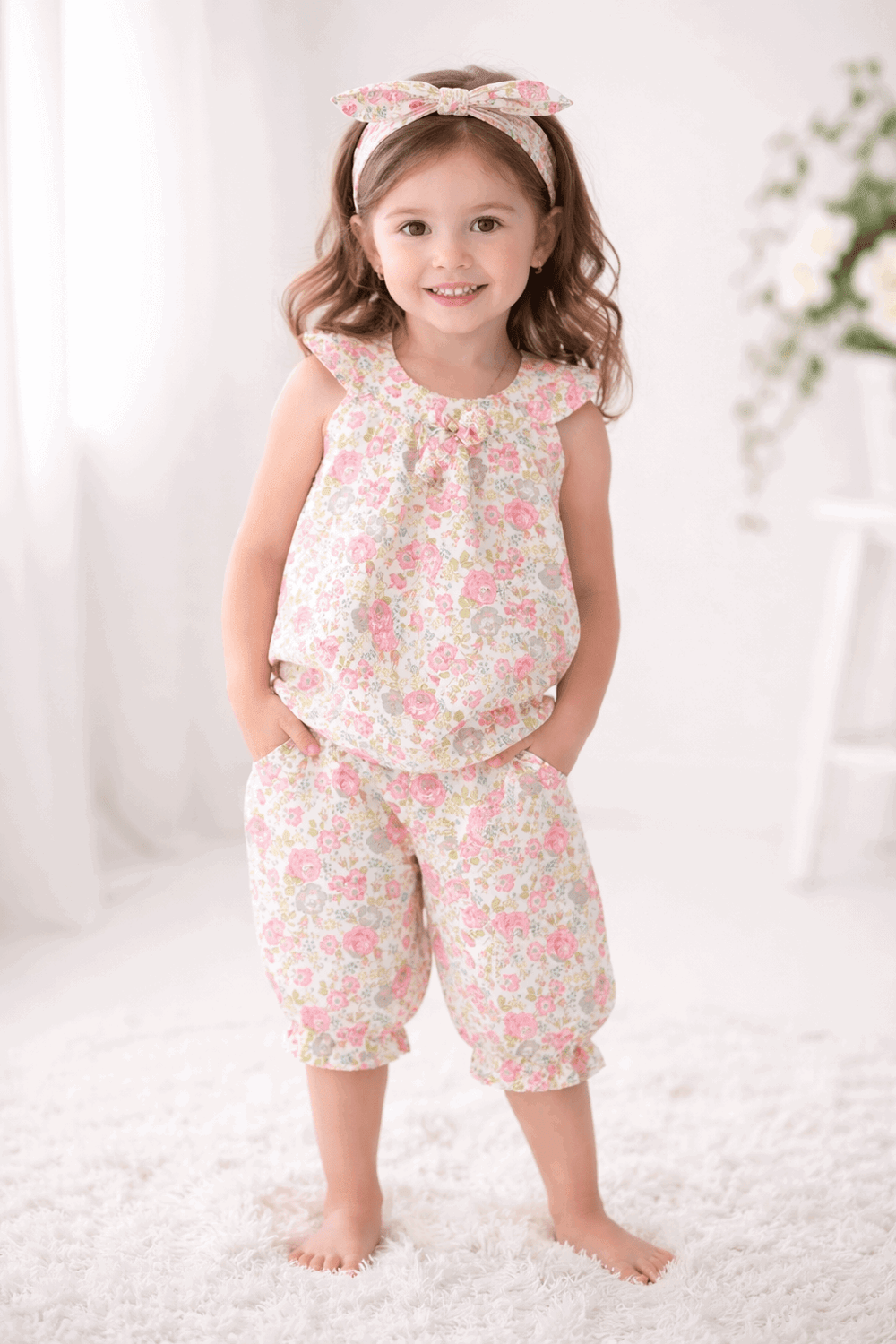 Little Floral Pink two Piece Children's Outfit