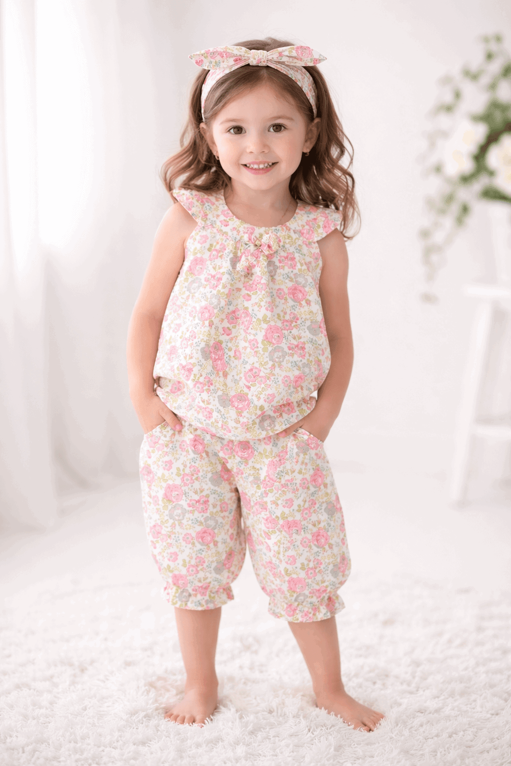 Little Floral Pink two Piece Children's Outfit