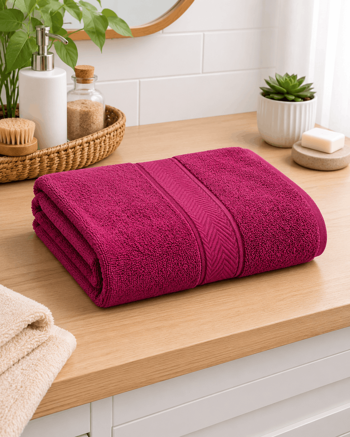 Maroon Nordic Border Bath Towel - Nishat Creative Store
