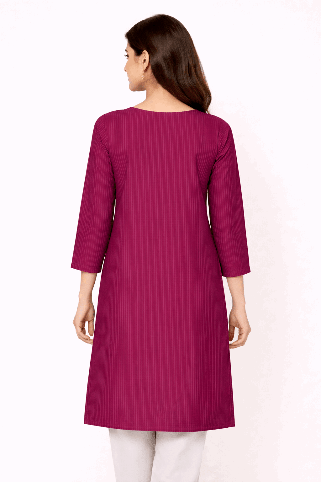 Maroon Striped Floral Embroidered Kurta - Nishat Creative Store
