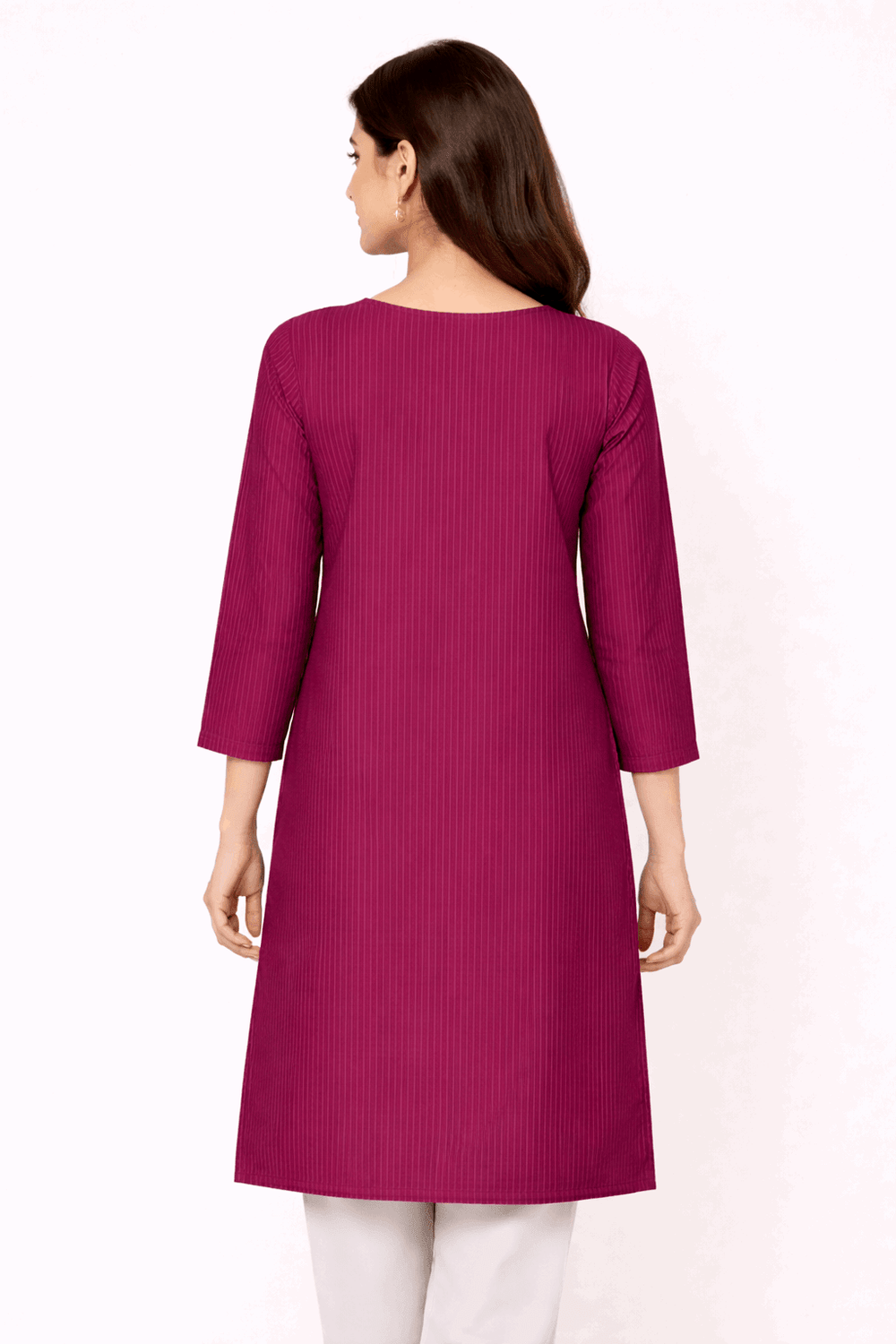 Maroon Striped Floral Embroidered Kurta - Nishat Creative Store