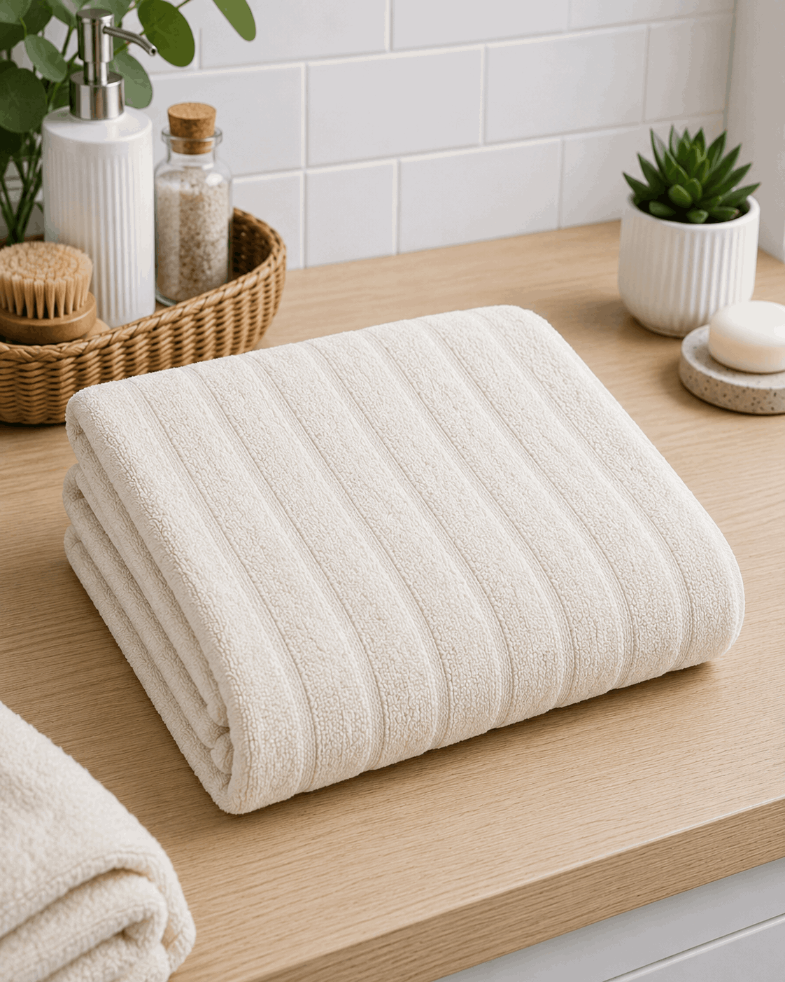 Minimalist Ribbed Cotton Hand Towel (Pack of 2) - Nishat Creative Store