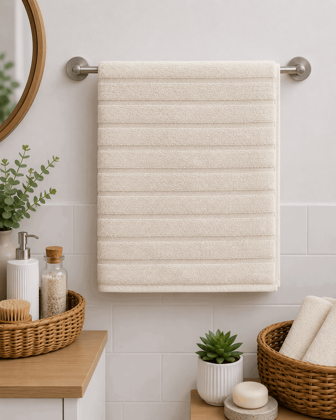 Minimalist Ribbed Cotton Hand Towel (Pack of 2) - Nishat Creative Store