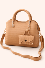 Modern Brown Satchel with Detachable Mini Pouch - Nishat Creative Store