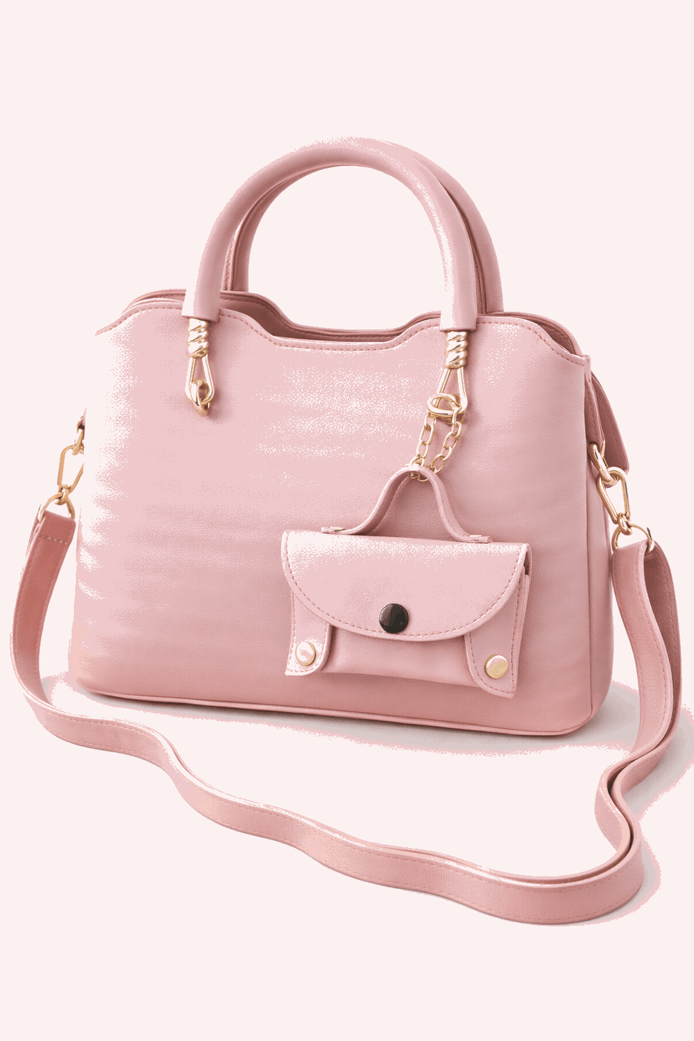 Modern Pink Satchel with Detachable Mini Pouch - Nishat Creative Store