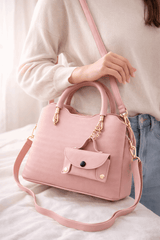 Modern Pink Satchel with Detachable Mini Pouch - Nishat Creative Store
