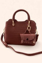 Modern Wine Red Satchel with Detachable Mini Pouch - Nishat Creative Store