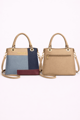 Montana West Vegan Leather Multi-Tone Handbag Beige - Nishat Creative Store