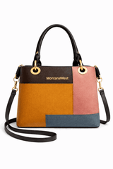 Montana West Vegan Leather Multi-Tone Handbag Brown - Nishat Creative Store