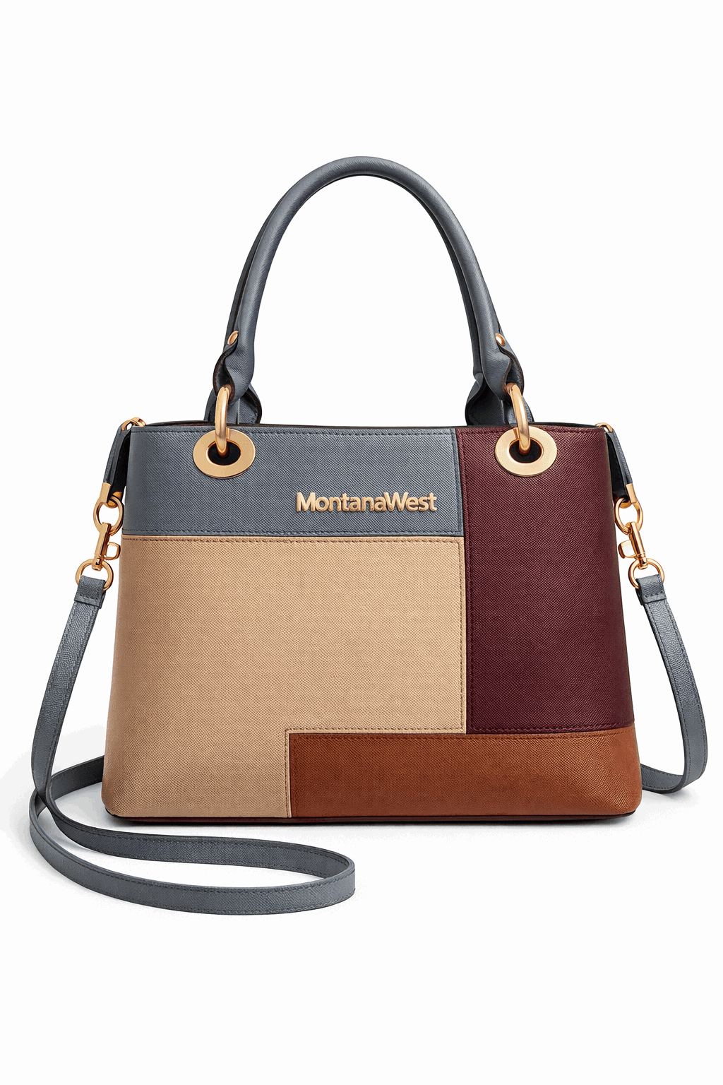 Montana West Vegan Leather Multi-Tone Handbag Gray - Nishat Creative Store