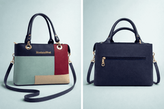 Montana West Vegan Leather Multi-Tone Handbag Navy Blue - Nishat Creative Store