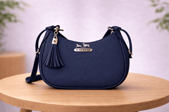 Navy Blue Coach Hobo Bag – Leather with Tassel Accent - Nishat Creative Store