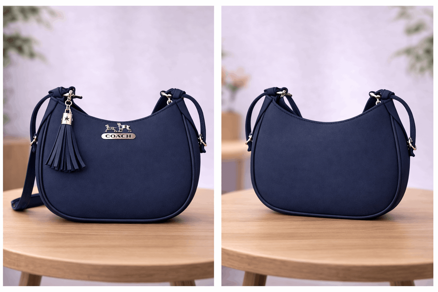 Navy Blue Coach Hobo Bag – Leather with Tassel Accent - Nishat Creative Store