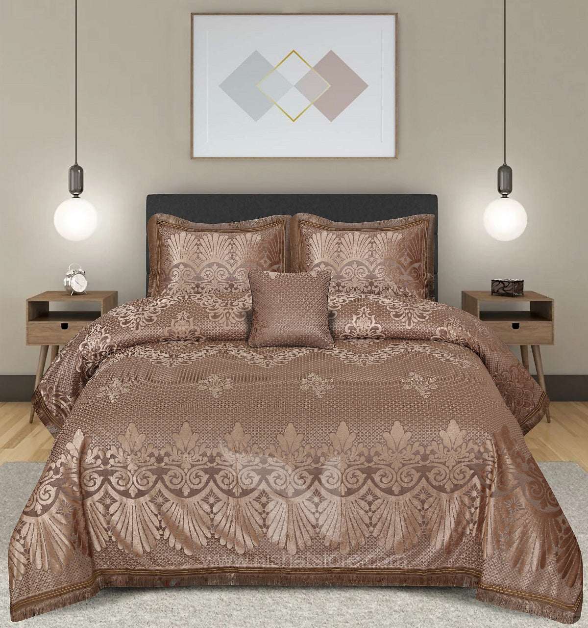 Palachi Velvet & Leather Bed Sheet Set – 4 Pcs Design Code 568 - Nishat Creative Store