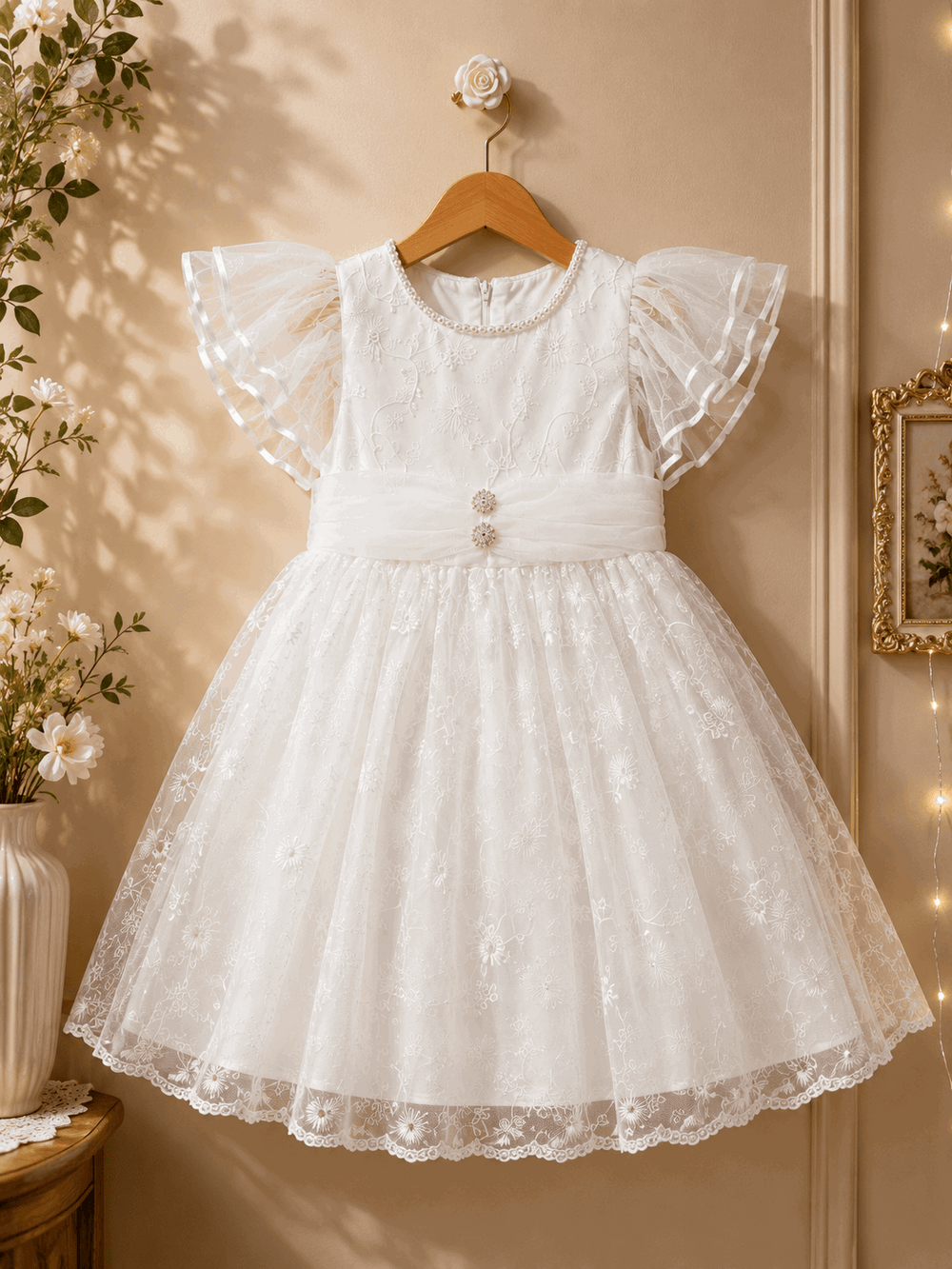 Pearl Bloom Crystal Party Dress