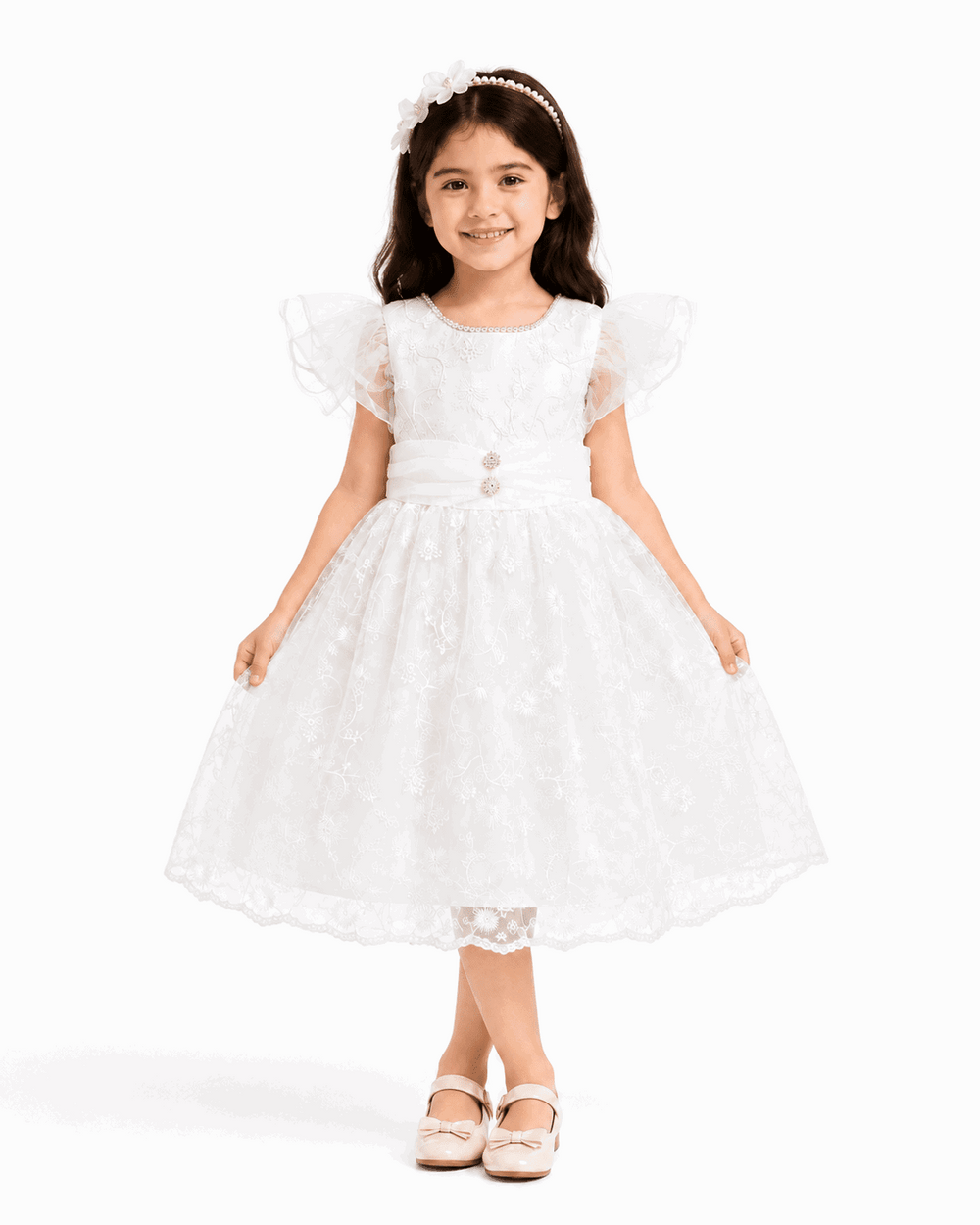 Pearl Bloom Crystal Party Dress