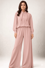 Pearl-Embellished Collared Co-ord Set Pink - Nishat Creative Store