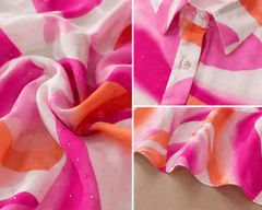 Pink Abstract Printed Flared Shirt - Nishat Creative Store