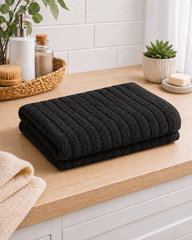 Premium Cotton Bath Towel Narrow Stripe Black - Nishat Creative Store