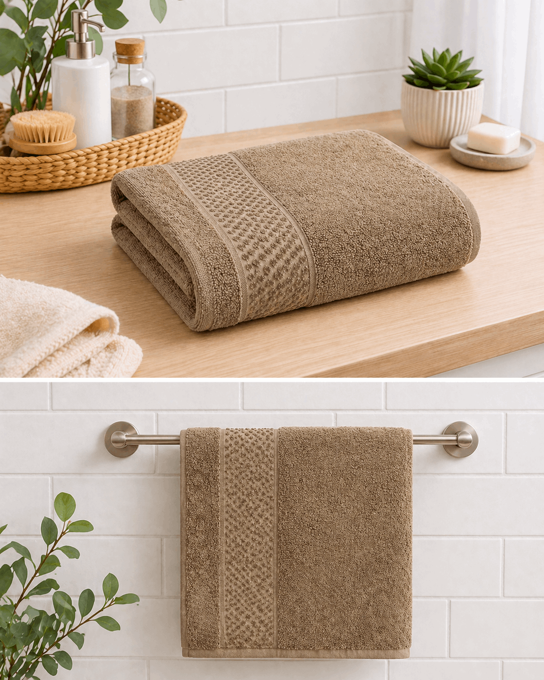 Premium Cotton Bath Towel with Popcorn Border - Nishat Creative Store
