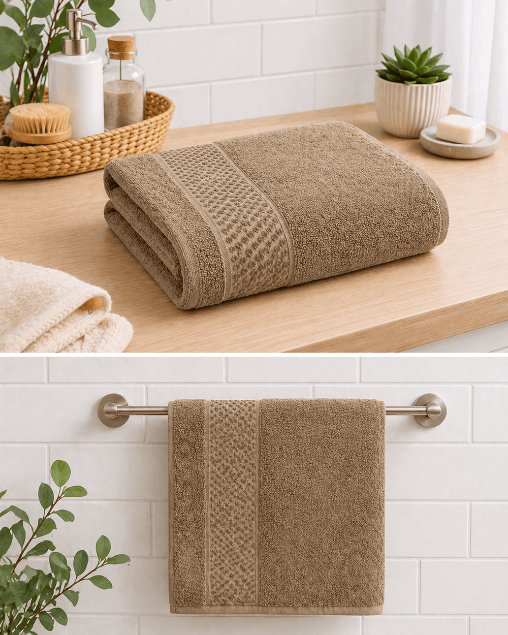 Premium Cotton Bath Towel with Popcorn Border - Nishat Creative Store