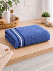 Premium Cotton Bath Towel with Stripe Border - Nishat Creative Store
