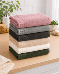 Premium Cotton Bath Towel with Waffle Border - Nishat Creative Store