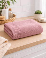 Premium Cotton Bath Towel with Waffle Border - Nishat Creative Store