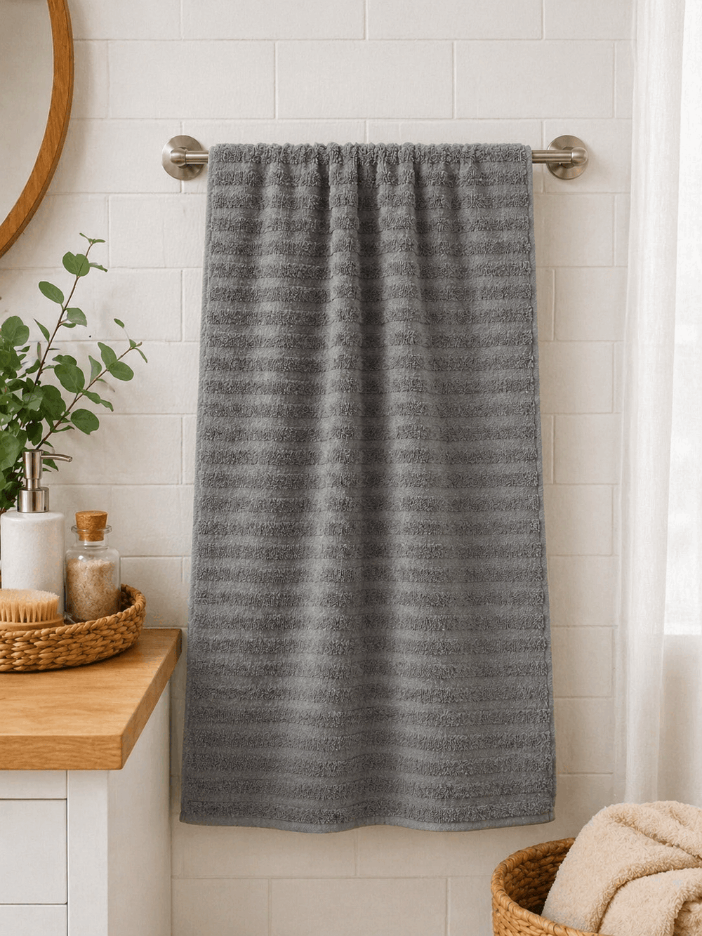 Premium Cotton Stripe Bath Towel - Nishat Creative Store