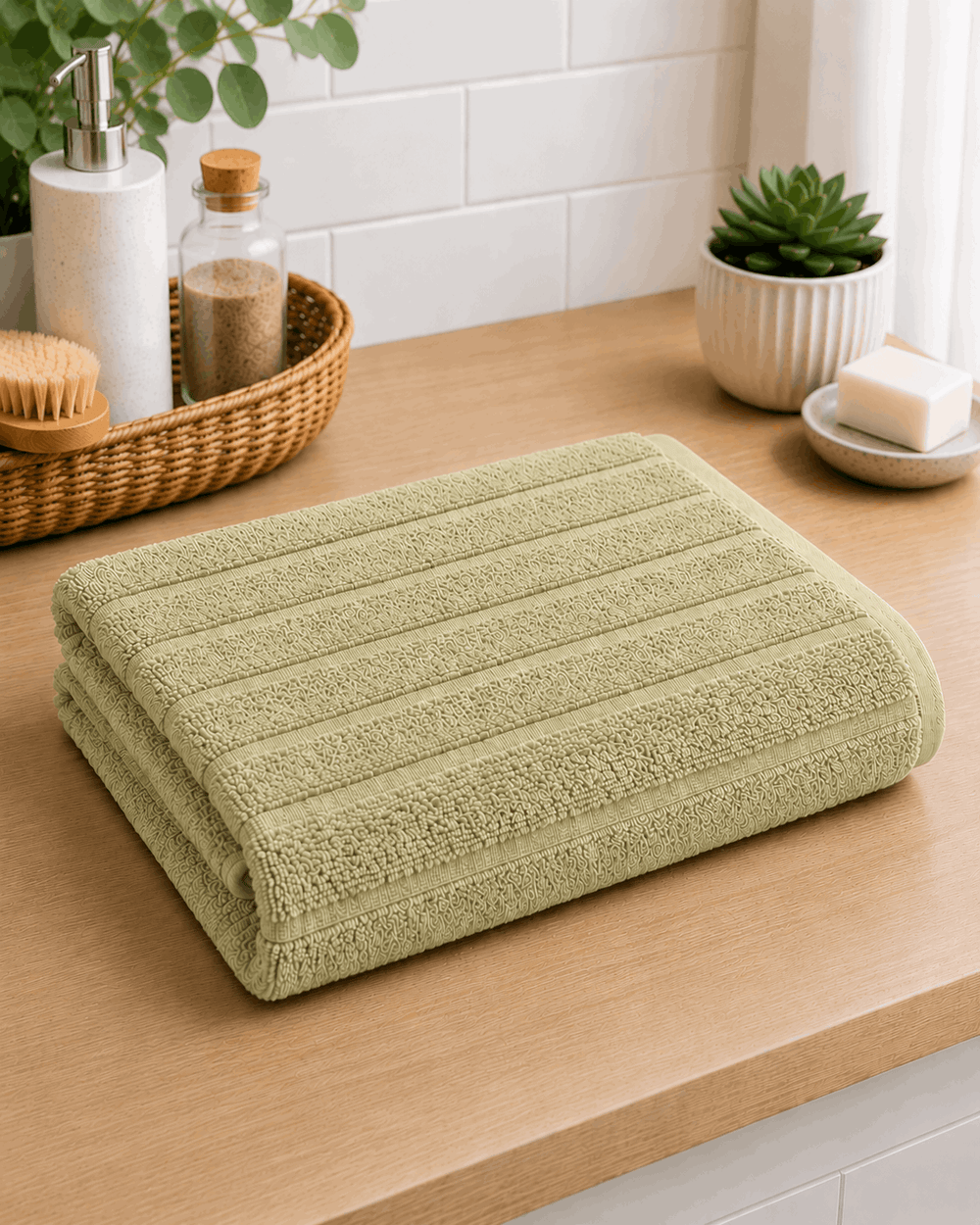 Premium Cotton Stripe Bath Towel - Nishat Creative Store