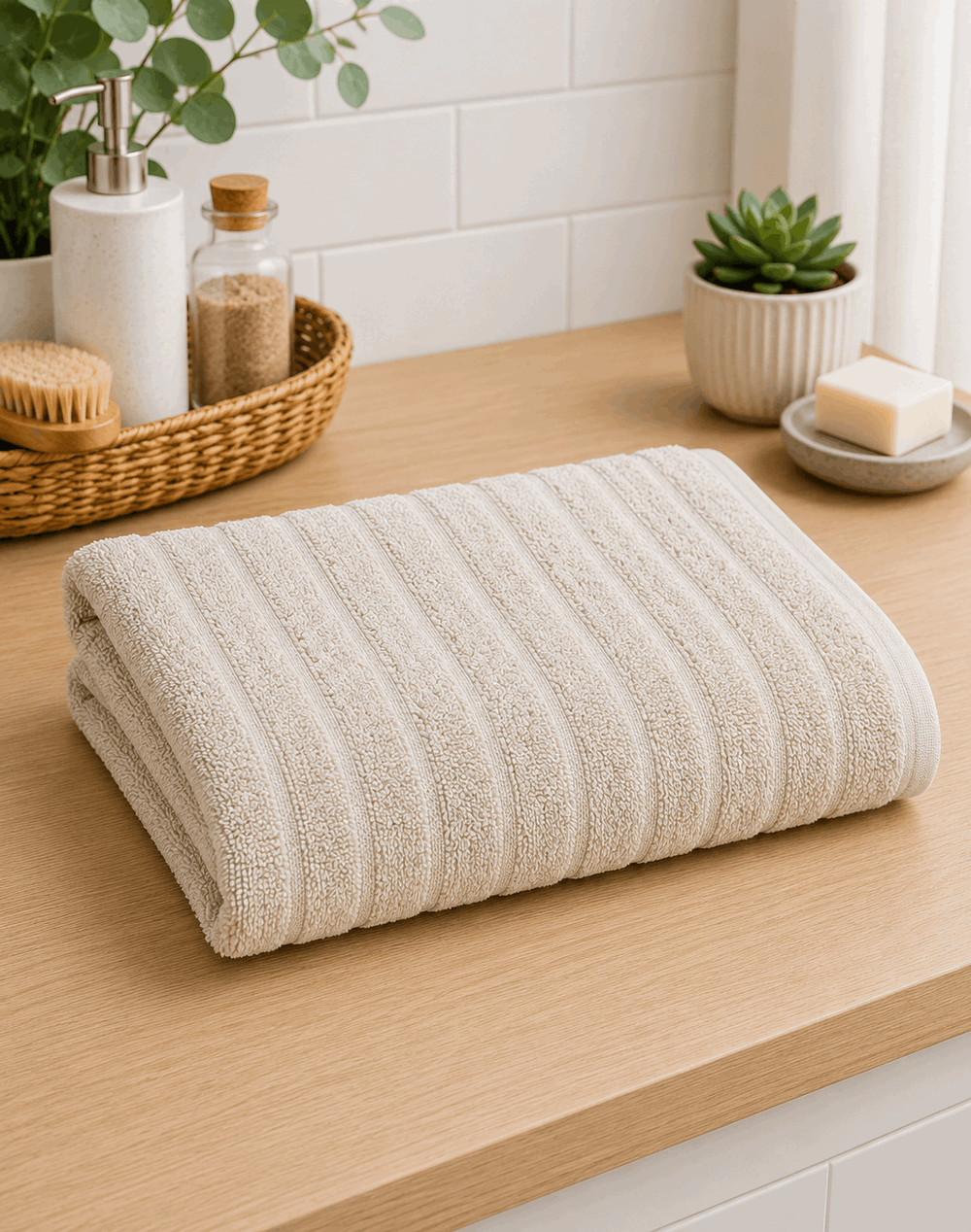 Premium Cotton Stripe Bath Towel - Nishat Creative Store