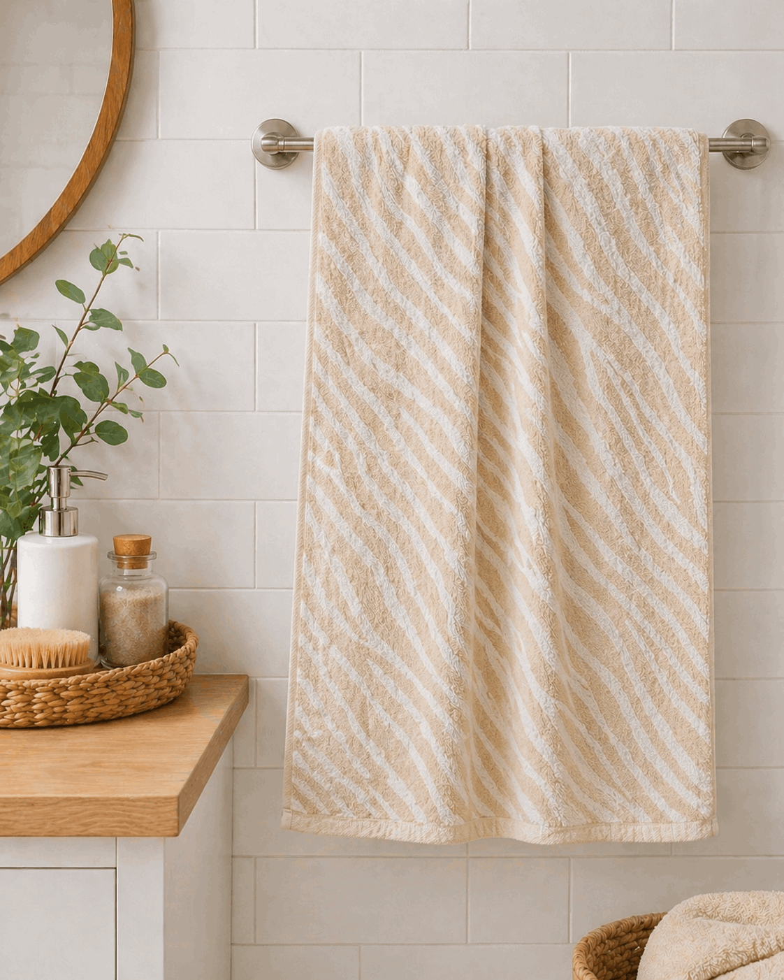 Premium Cotton Zebra Stripe Bath Towel - Nishat Creative Store