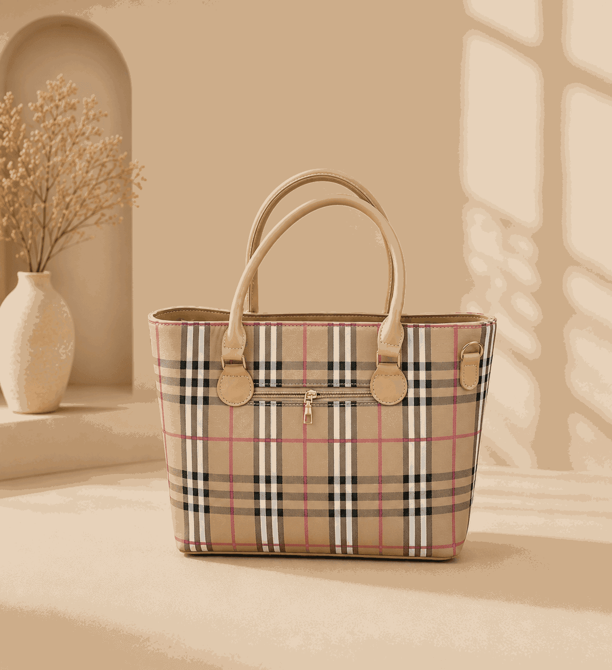 Printed Checkered Pattern Tote Bag - Nishat Creative Store