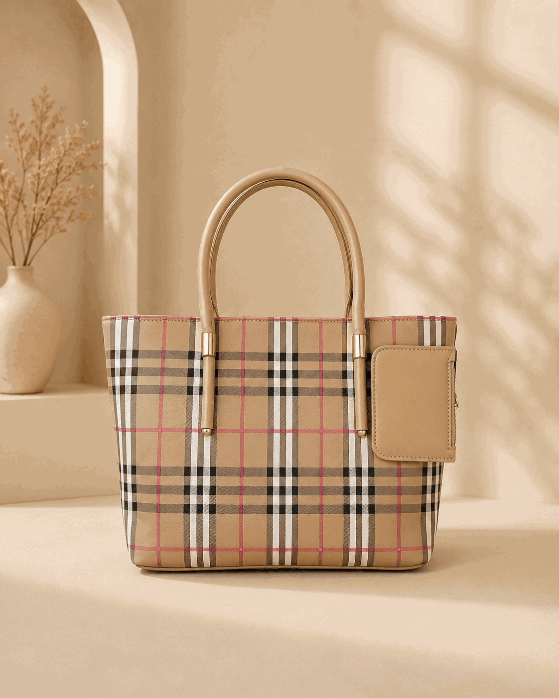 Printed Checkered Pattern Tote Bag - Nishat Creative Store