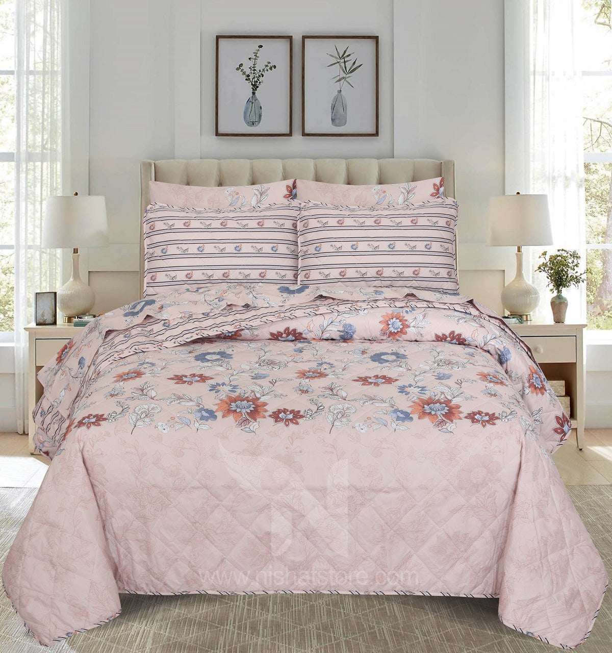 Quilted Comforter Set 6 Pcs Design 1010 - Nishat Creative Store